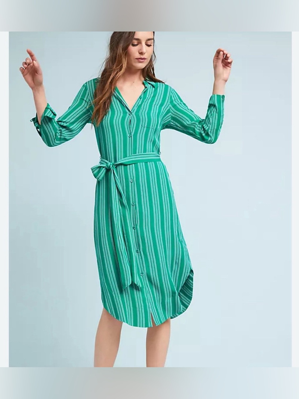NWOT Anthropologie Maeve Martina Dress size 8 shirtdress green stripe